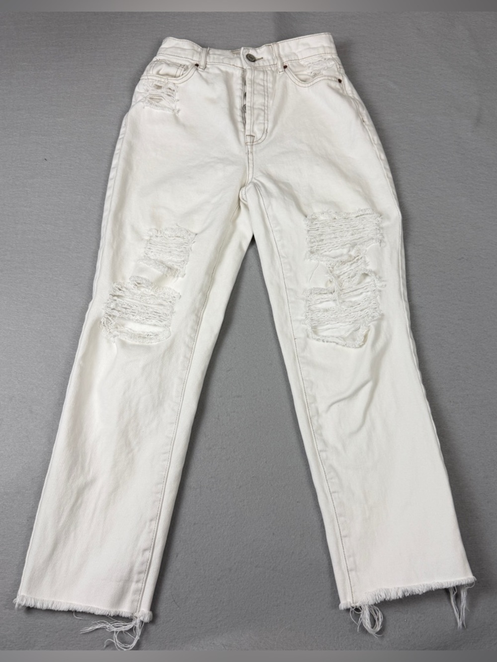 PacSun White High Rise Straight Leg Distressed Jeans Sz 24